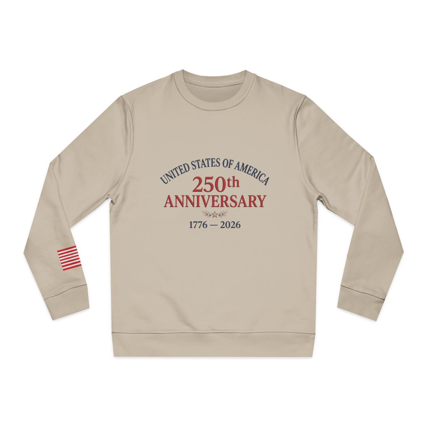 250th Anniversary Organic Sweatshirt with American Flag Sleeve